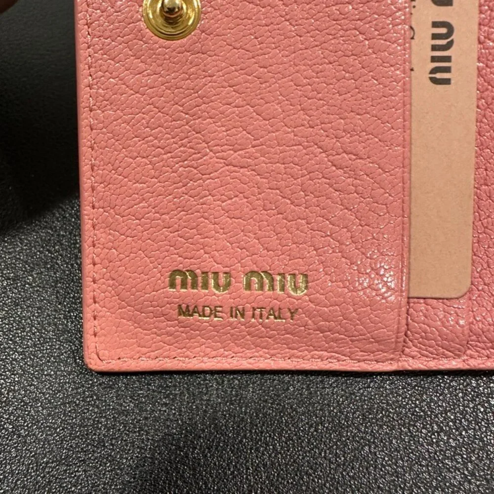 Miu Miu Pink Patch Leather Folded Wallet (JB1408) - Picture 4 of 5